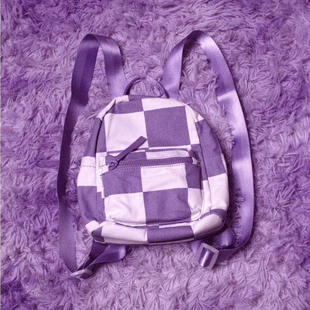 Mini purple checker print backpack